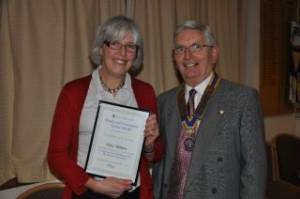 President Bill Stevenson presents Anne Wallace with a Family and Community Service Award for her oustanding and ongoing work as director of the Centre.
http://www.crosswaypregnancy.org.uk/